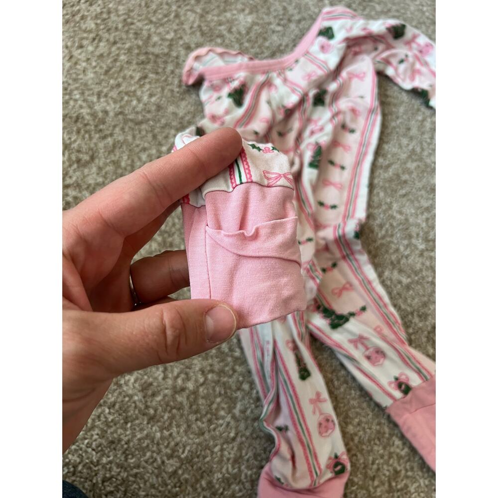 Jammers Girls Pink Christmas Tree Bows Sleeper Pajamas 9-12M - Picture 6 of 6